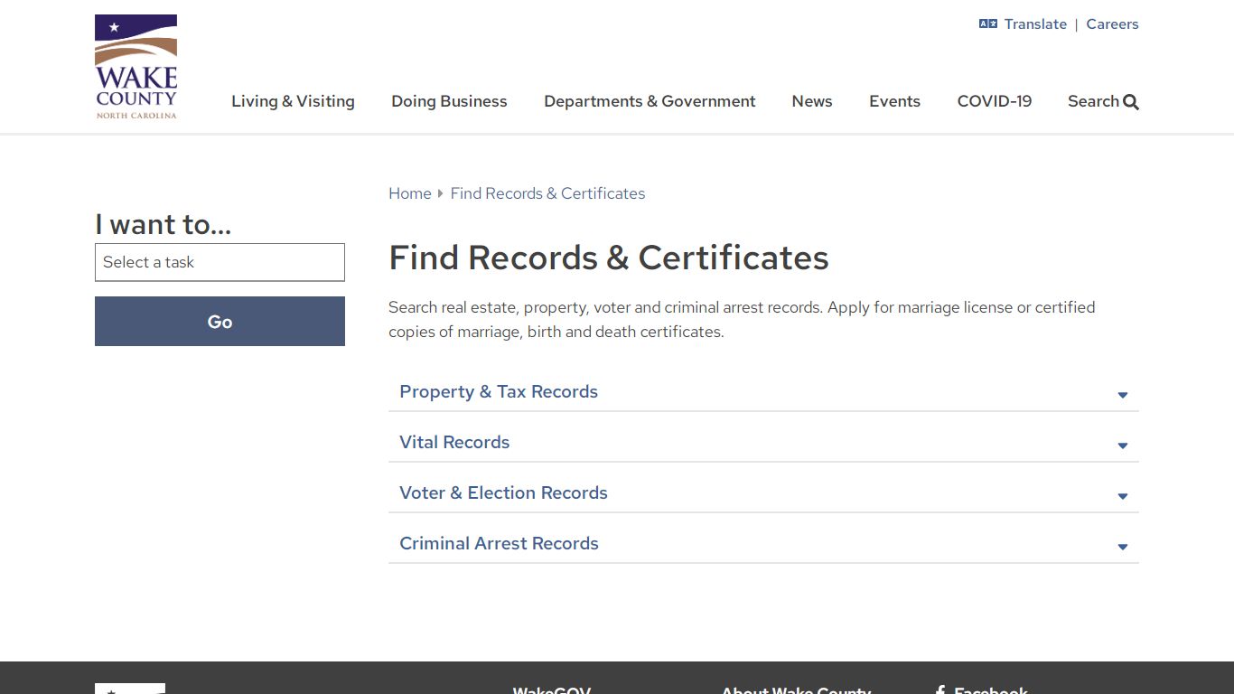 Find Records & Certificates | Wake County Government