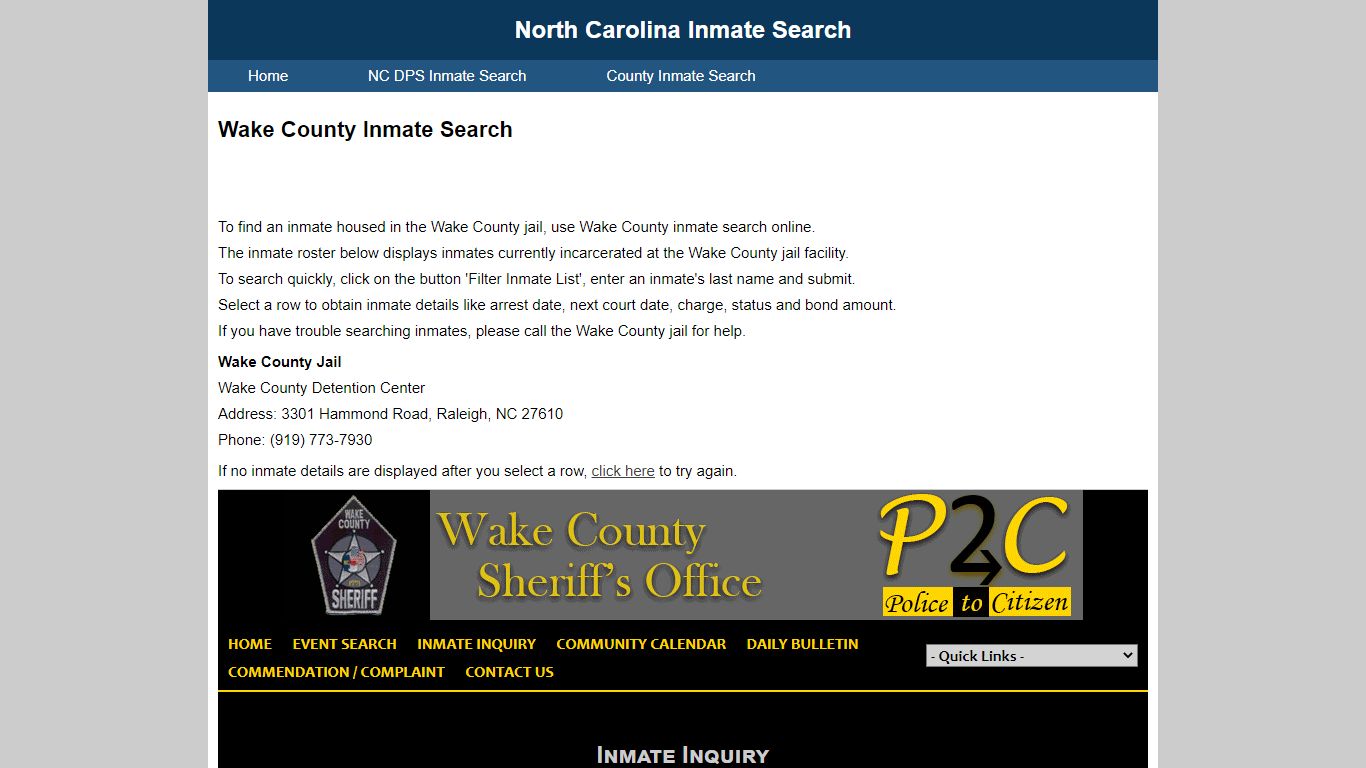 Wake County Inmate Search